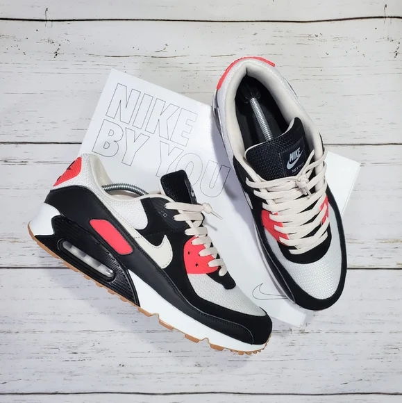 Size 13Nike by You Air Max 90 Premium White Red Blk Sail Gum  display picture 2